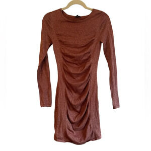 EXPRESS METALLIC RUCHED SWEATER DRESS